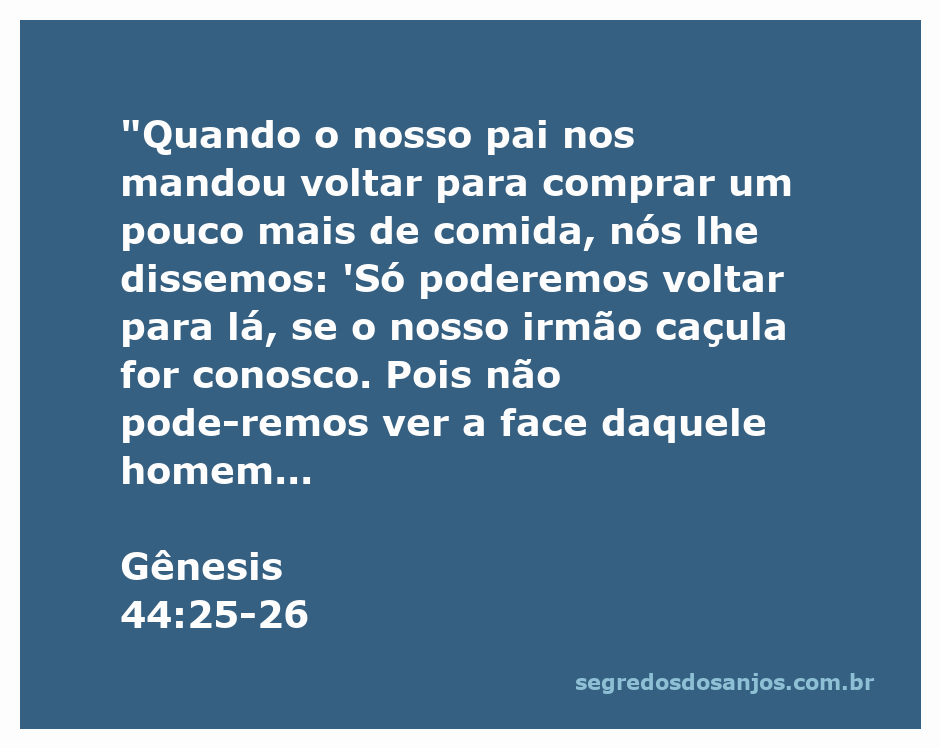 Irmãos de José expressam preocupação com a presença do irmão caçula na viagem ao Egito.