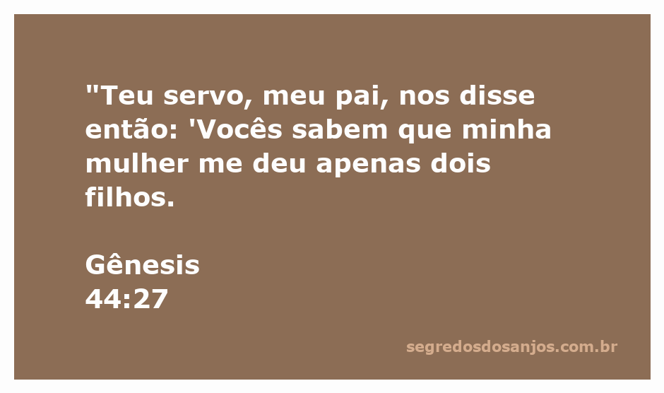 Imagem representativa da passagem de Gênesis 44:27, onde um pai fala sobre seus dois filhos.