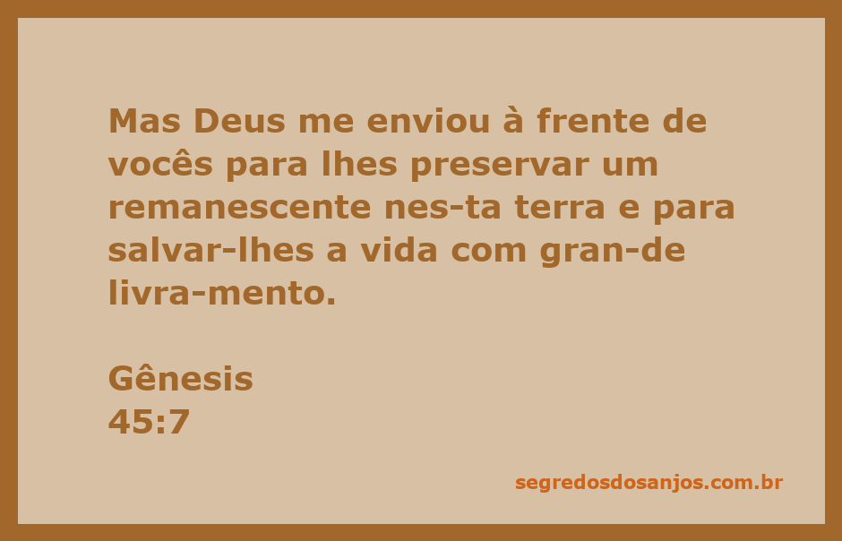 Imagem representativa de Gênesis 45:7, destacando a preservação e salvação providenciada por Deus.