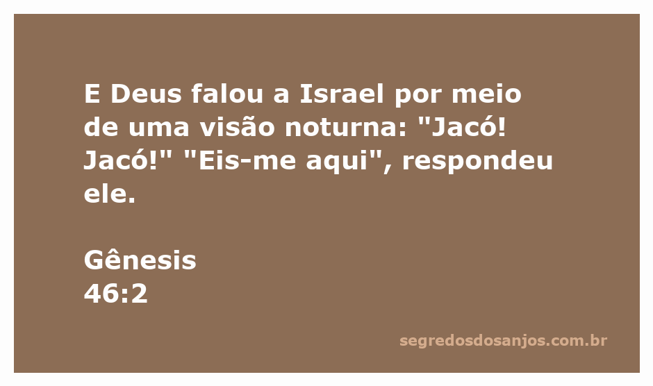 Deus fala a Jacó em uma visão noturna, chamando-o pelo nome