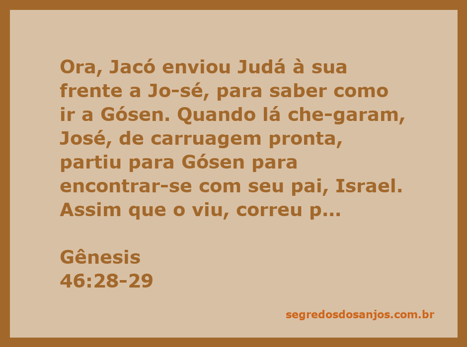 Jacó e José se reencontrando em Gósen, com emoção e abraços