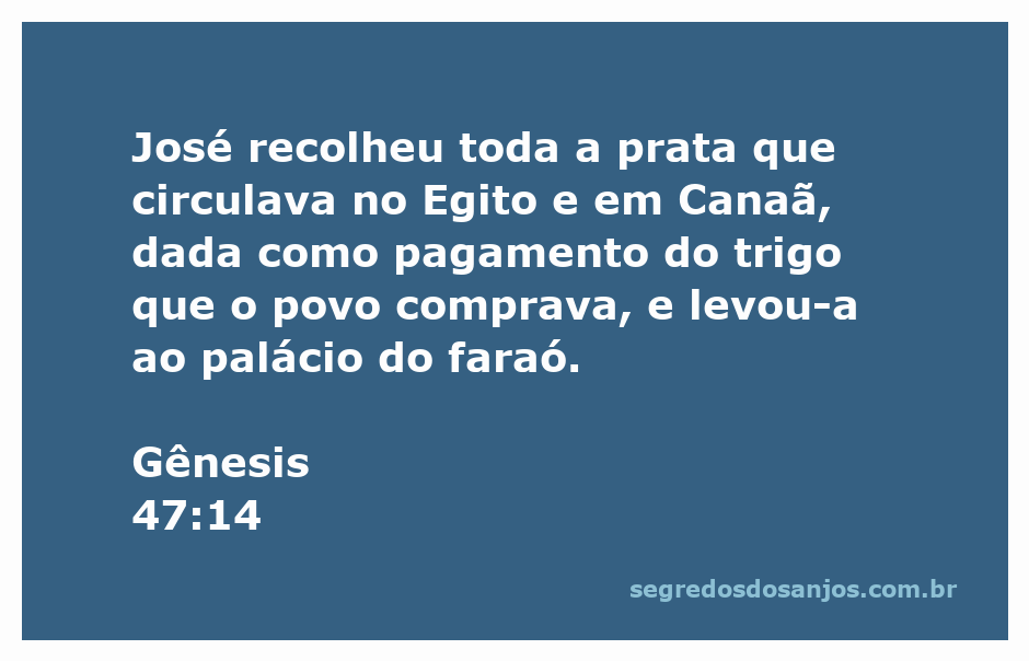 José recolhendo a prata no Egito e em Canaã durante a fome.