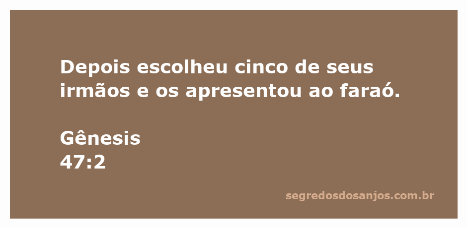 José apresenta seus irmãos ao faraó no Egito, conforme Gênesis 47:2.