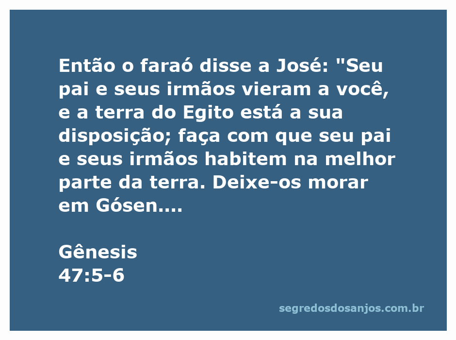José apresenta seus irmãos ao faraó, que oferece a terra de Gósen no Egito para eles habitarem.
