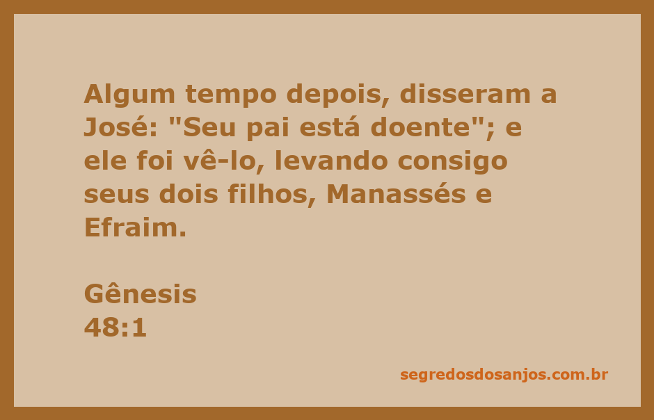 José visita seu pai Jacó doente, trazendo seus filhos Manassés e Efraim.