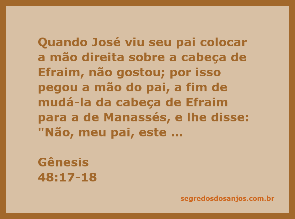 José tenta mudar a bênção de seu pai Jacó de Efraim para Manassés