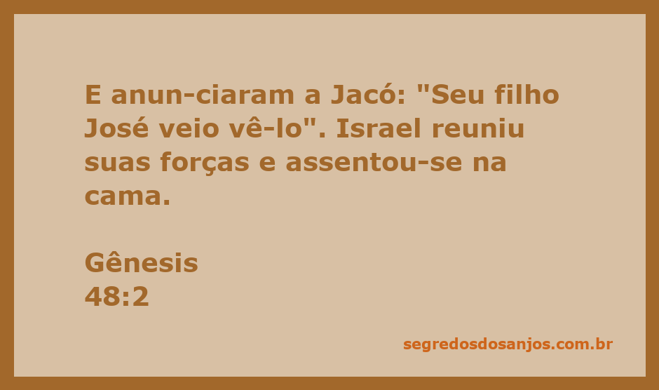 Jacó assentado em sua cama recebendo a visita de seu filho José.
