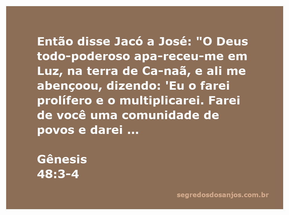 Jacó abençoando José e sua família, representando a promessa de Deus em Gênesis 48:3-4.