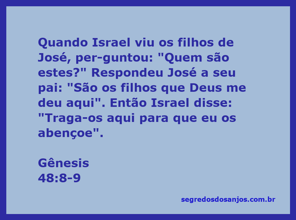 Israel abençoando os filhos de José, representando a passagem de Gênesis 48:8-9