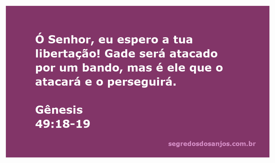 Ilustração da passagem Gênesis 49:18-19 destacando a esperança na libertação e a força de Gade em meio à adversidade.
