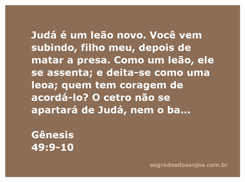 Imagem representativa do versículo Gênesis 49:9-10, mostrando um leão simbolizando Judá e o cetro como símbolo de liderança.