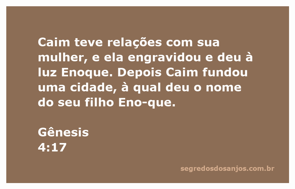 Caim e sua esposa com o filho Enoque, representando a fundação da cidade por Caim.