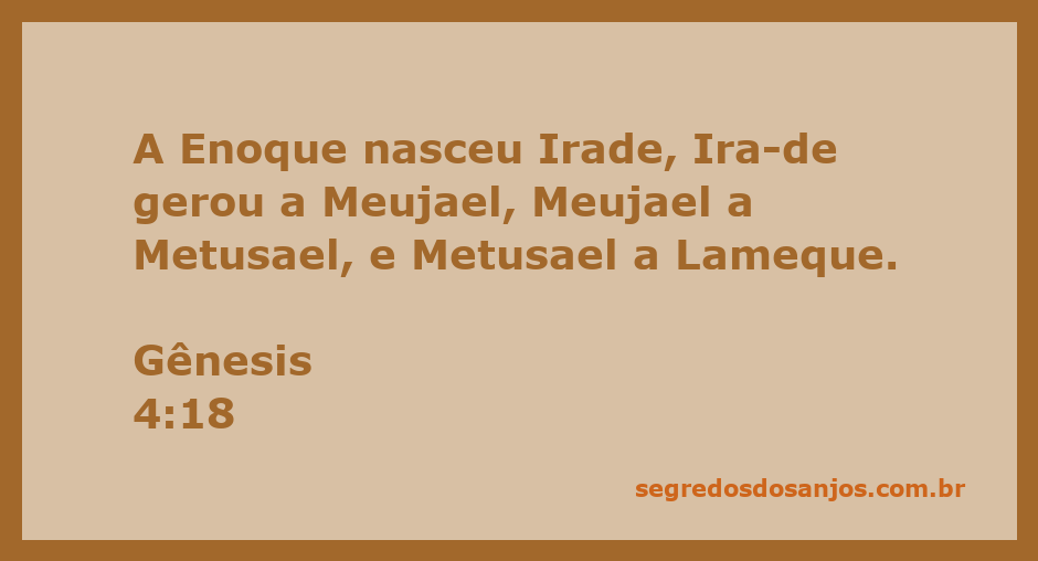 Genealogia de Enoque, incluindo Irade, Meujael, Metusael e Lameque conforme Gênesis 4:18.