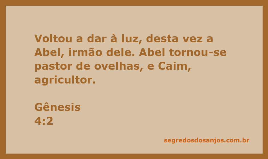 Caim e Abel, filhos de Adão e Eva, representando a agricultura e a pastoreio.