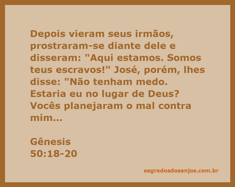 José conforta seus irmãos após a reconciliação, destacando a providência de Deus em transformar o mal em bem.