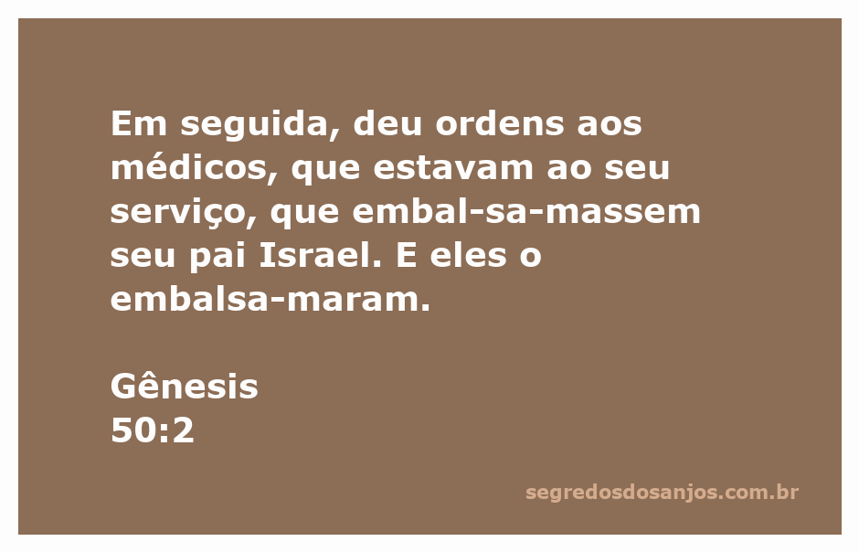 Imagem de médicos embalsamando o corpo de Israel, representando a passagem de Gênesis 50:2.