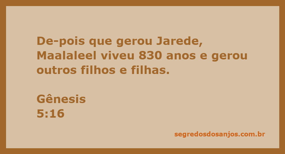 Representação de Maalaleel, um personagem bíblico do livro de Gênesis, com foco na sua longevidade e descendência.