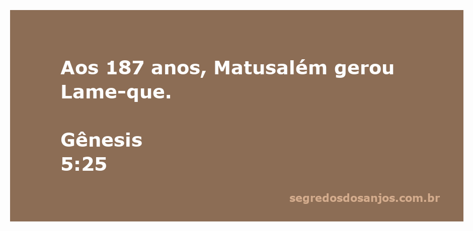 Matusalém, o homem mais longevo da Bíblia, gerando Lameque aos 187 anos.