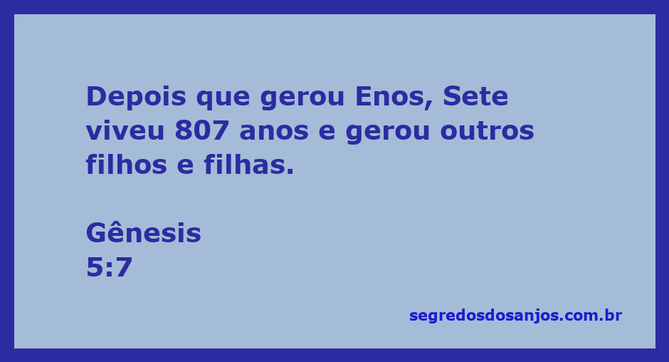 Imagem representativa de Gênesis 5:7, mostrando Sete gerando Enos e vivendo longos anos