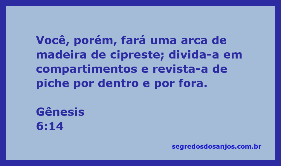Imagem da arca de Noé, feita de madeira de cipreste, representando a passagem de Gênesis 6:14.