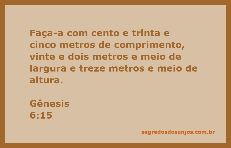 Medidas da arca de Noé conforme Gênesis 6:15