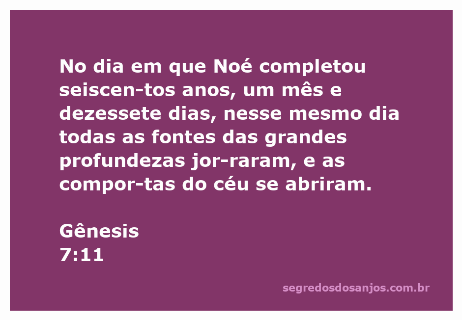 Representação artística do dilúvio, mostrando Noé e a arca enquanto as fontes das profundezas jorram e as comportas do céu se abrem.