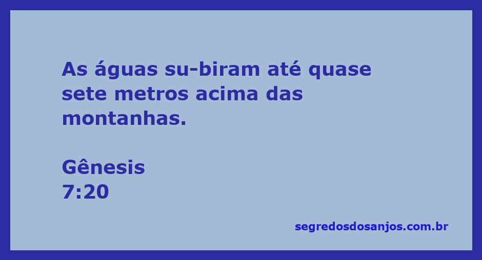 Imagem ilustrativa da grande inundação descrita em Gênesis 7:20, com águas subindo acima das montanhas.