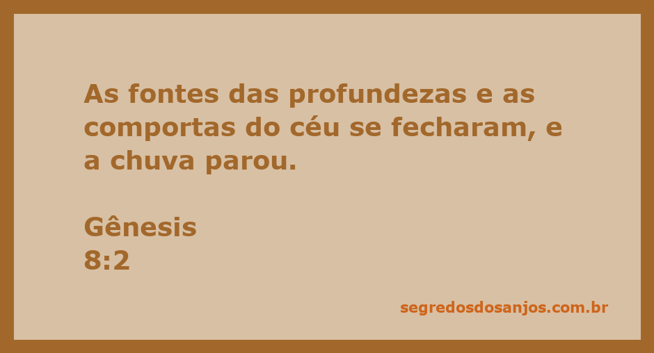 Ilustração representando o fechamento das fontes das profundezas e das comportas do céu conforme Gênesis 8:2
