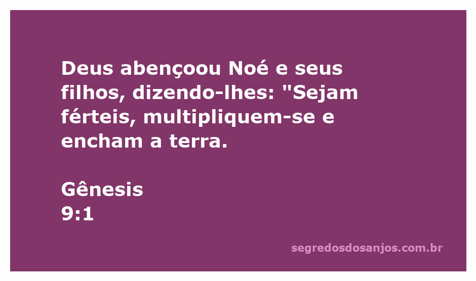 Deus abençoa Noé e seus filhos com a instrução de serem férteis e multiplicarem-se.