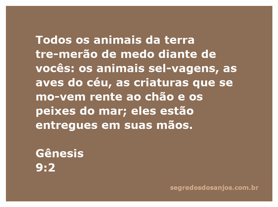 Imagem representativa de todos os animais que devem respeitar o ser humano, incluindo animais selvagens, aves, criaturas rastejantes e peixes.