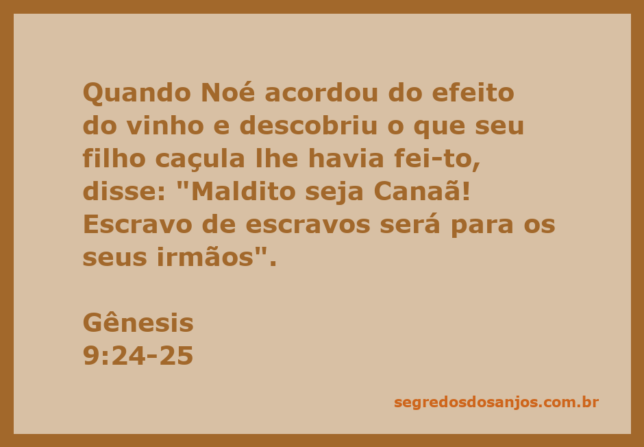 Representação da passagem de Gênesis 9:24-25, onde Noé amaldiçoa Canaã após descobrir a ação de seu filho.