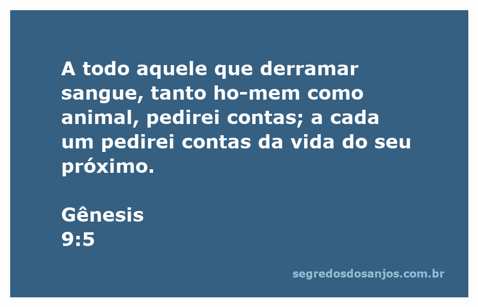 Imagem de Gênesis 9:5, enfatizando a responsabilidade pela vida humana e animal.