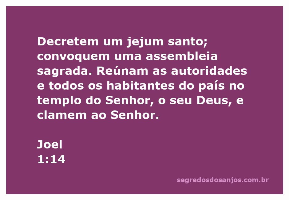 Ilustração de um grupo reunido em oração e jejum, com a Bíblia aberta, representando Joel 1:14.