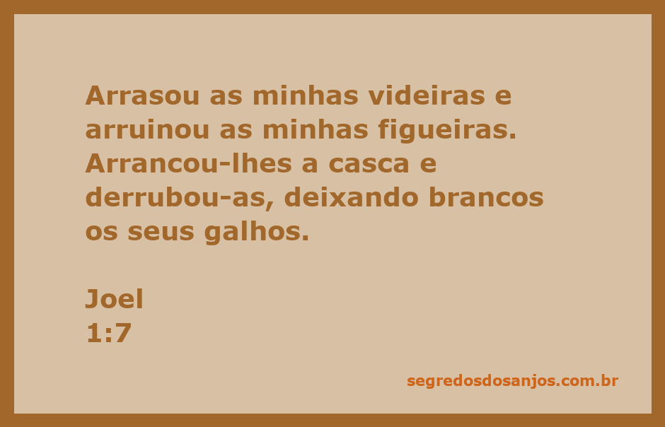 Imagem de videiras e figueiras danificadas, simbolizando a devastação descrita em Joel 1:7.