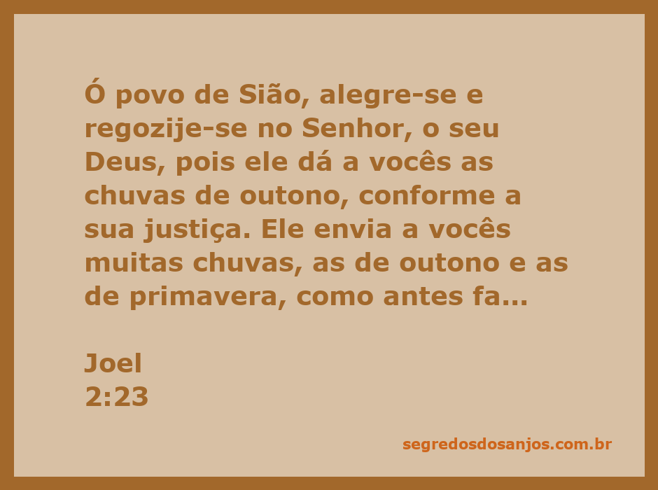 Uma imagem representando o versículo de Joel 2:23, destacando a alegria do povo de Sião e as bênçãos de Deus na forma de chuvas.
