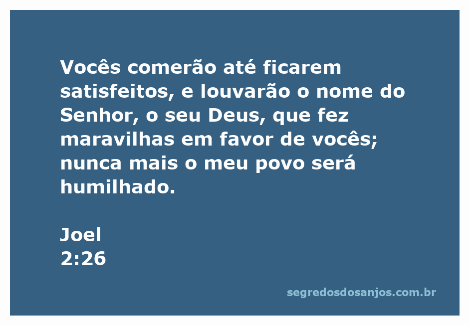 Imagem ilustrativa do versículo Joel 2:26, destacando a satisfação e louvor ao Senhor.