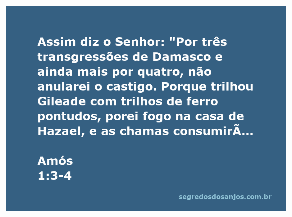 Ilustração do versículo Amós 1:3-4, destacando o castigo de Damasco e a destruição da casa de Hazael.