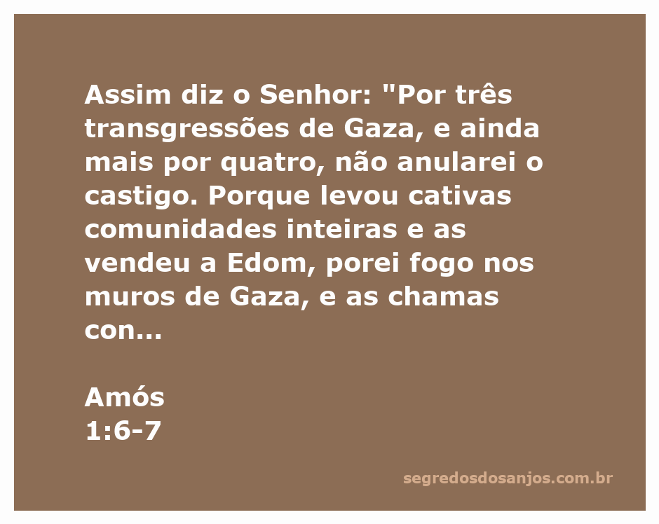 Ilustração do versículo Amós 1:6-7, destacando a condenação de Gaza e suas transgressões.