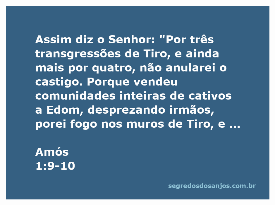 Ilustração da passagem bíblica Amós 1:9-10, representando o castigo de Tiro por suas transgressões.