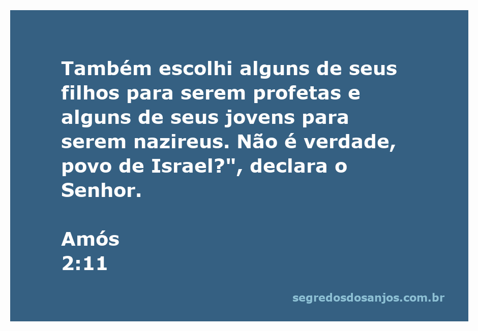 Ilustração de Amós 2:11, destacando a escolha de profetas e nazireus entre os filhos de Israel.