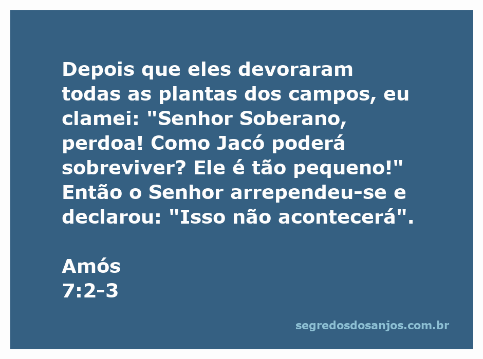 Ilustração da passagem Amós 7:2-3, mostrando uma cena de devastação agrícola e a súplica de um profeta ao Senhor.