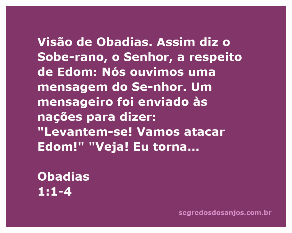 Ilustração da visão de Obadias sobre a queda de Edom, mostrando a arrogância e a destruição da nação.