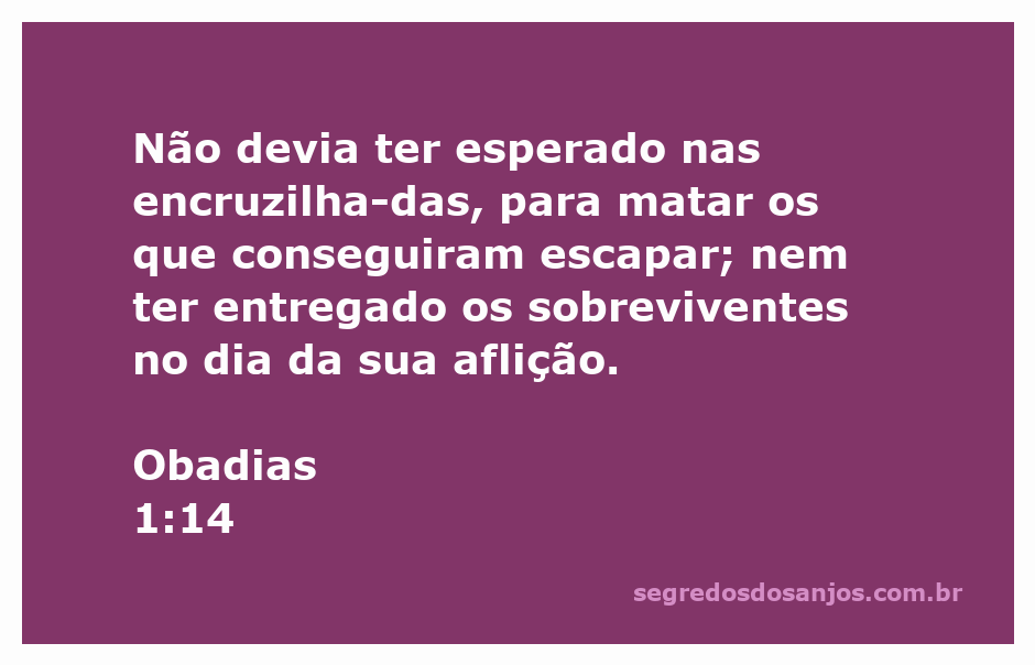Ilustração da passagem bíblica Obadias 1:14, destacando a mensagem sobre a injustiça e a traição aos sobreviventes.