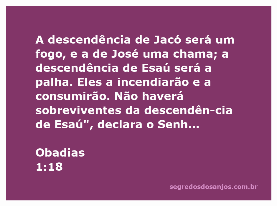 Imagem representando a metáfora do fogo e da palha no versículo de Obadias 1:18, simbolizando a vitória da descendência de Jacó sobre a de Esaú.