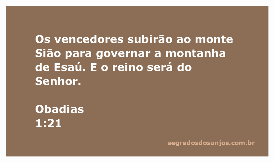 Ilustração dos vencedores subindo ao monte Sião, simbolizando a vitória e o domínio do Senhor sobre a montanha de Esaú.