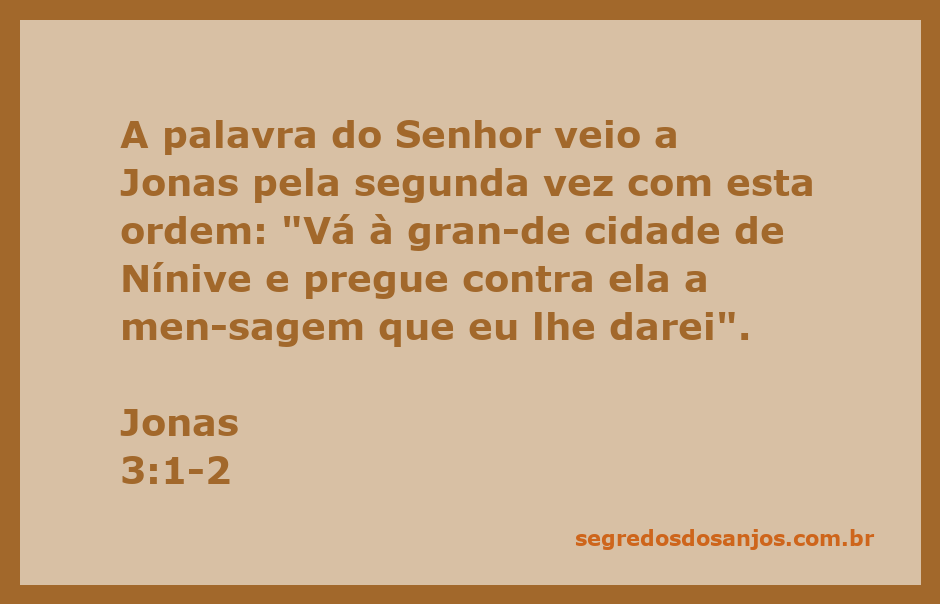 Ilustração de Jonas recebendo a ordem de Deus para pregar em Nínive.