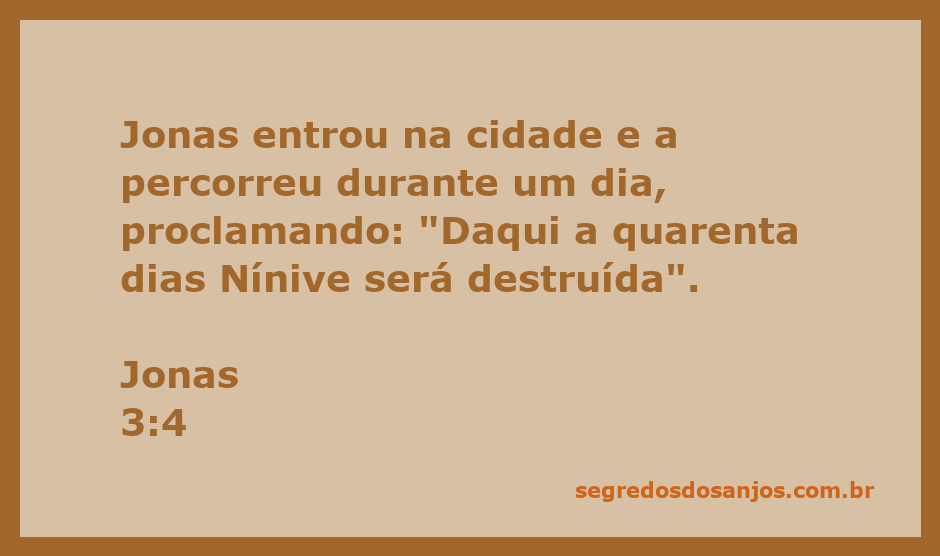 Ilustração de Jonas pregando a mensagem de destruição a Nínive, com a cidade ao fundo.