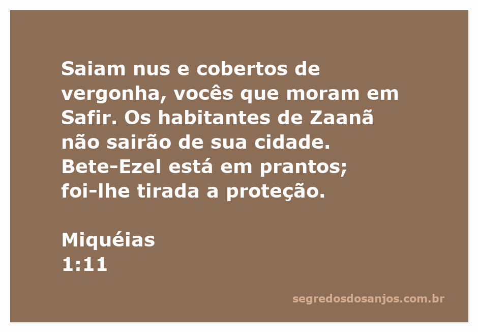 Ilustração da passagem bíblica Miquéias 1:11, representando a vergonha e o lamento das cidades mencionadas.