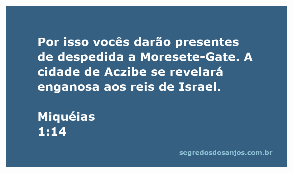 Imagem representativa da passagem bíblica Miquéias 1:14, que menciona Moresete-Gate e Aczibe.