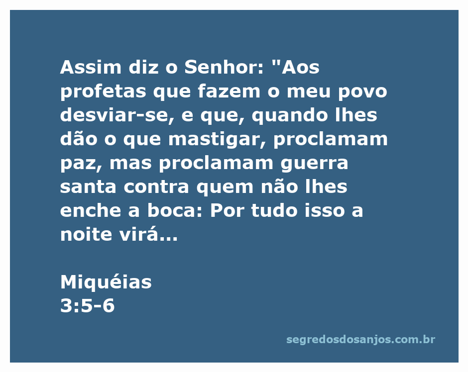 Imagem que representa Miquéias 3:5-6, destacando a advertência do Senhor sobre os falsos profetas que enganam o povo.